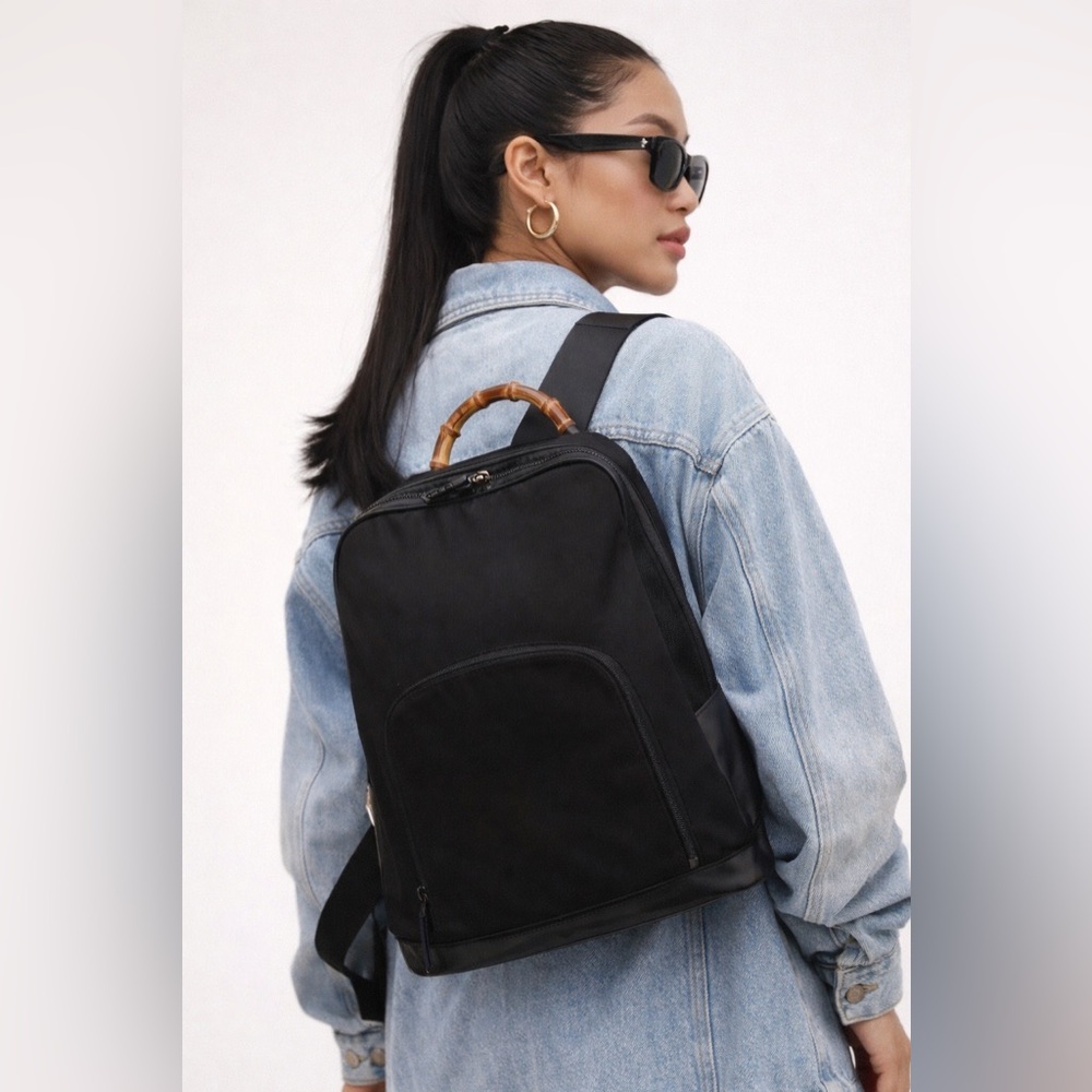 Gucci Vintage Nylon Bamboo Handle Backpack